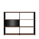 Folding shelf walnut beech 2 x 3 compartments Black