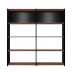 Folding shelf walnut beech 2 x 4 compartments Black