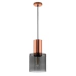 Pendant Luminary with Copper and Smoked Glass