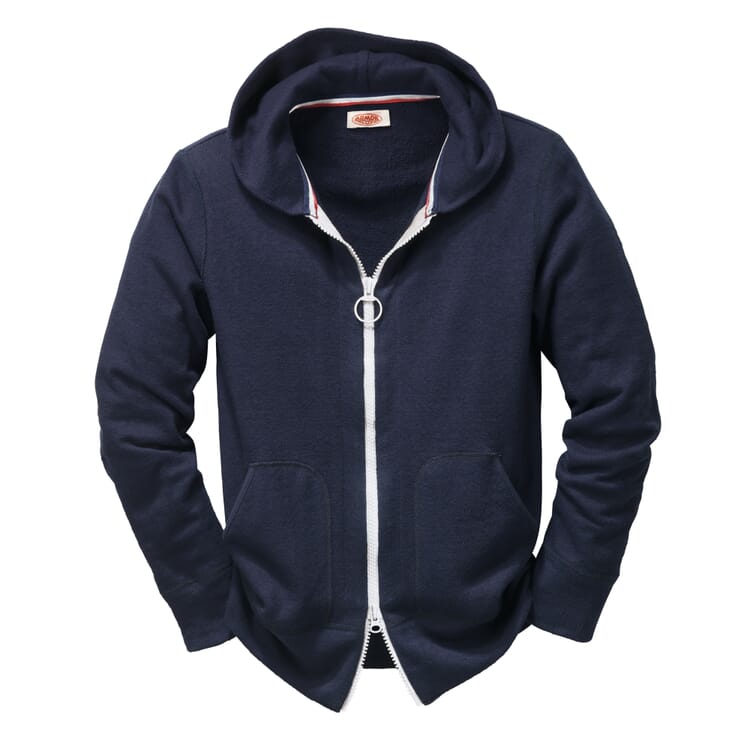 Veste à capuche en tissu éponge pour hommes, Bleu