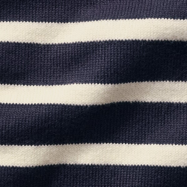 Knitted sweater Navy Blue and Natural Coloured, close-up