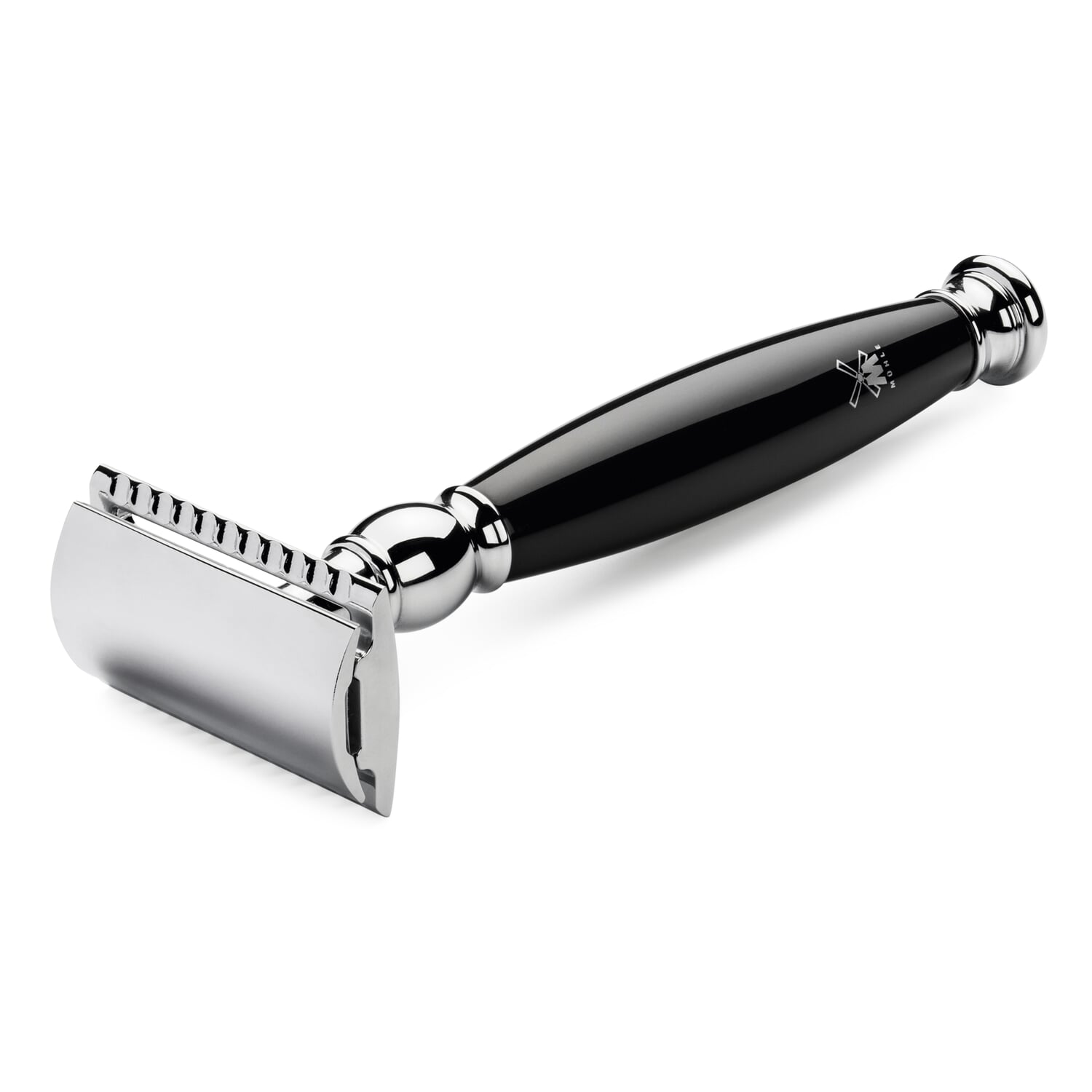 Safety razor scheerset synthetisch 21mm (M) RVS en Berkenschors | MÜHLE - Scheerspeciaalzaak