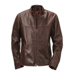 Leren jack pull-up opstaande kraag Donkerbruin