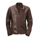 Pull-Up Leather Jacket with Stand-Up Collar Dark brown