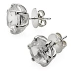 Silver Ear Studs with Quartz
