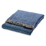 Linen Coverlet Reversible Fabric Blue-White