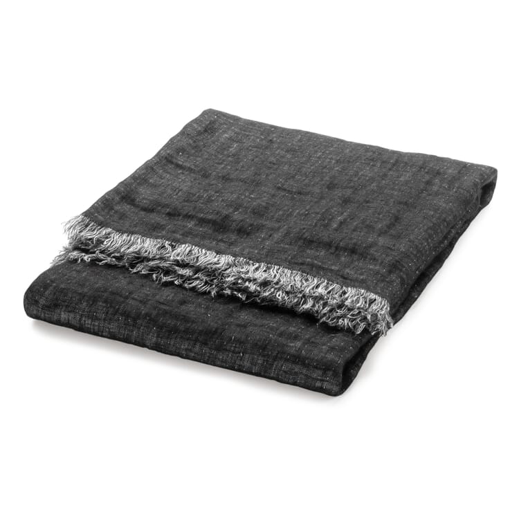 Linen Coverlet Reversible Fabric, Black-White