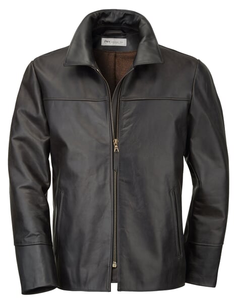 Veste en cuir de cheval pour homme Pull-up noir-brun