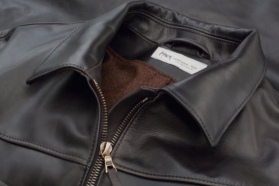 Veste en cuir de cheval Pull-up pour homme Marron noir, vue détaillée