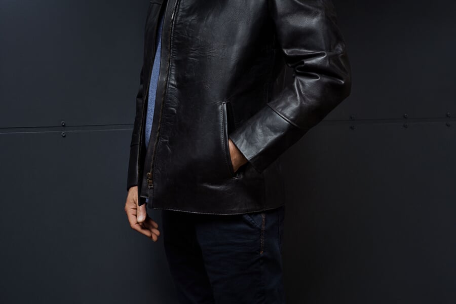 Herren-Pferdelederjacke Pull-up Schwarzbraun, Anwendungsbeispiel