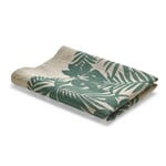 Kitchen Towel with Overprint Leaves Ecru-Dark Green