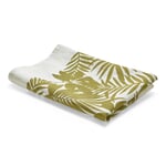 Kitchen Towel with Overprint Leaves White-Light Green