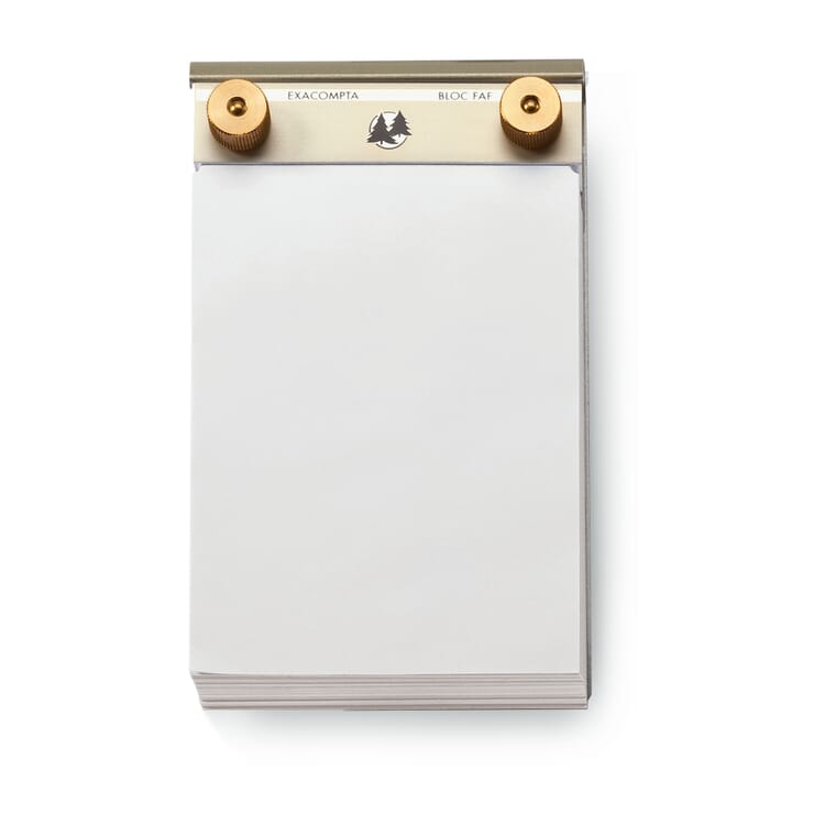 Notesblok i aluminium og messing