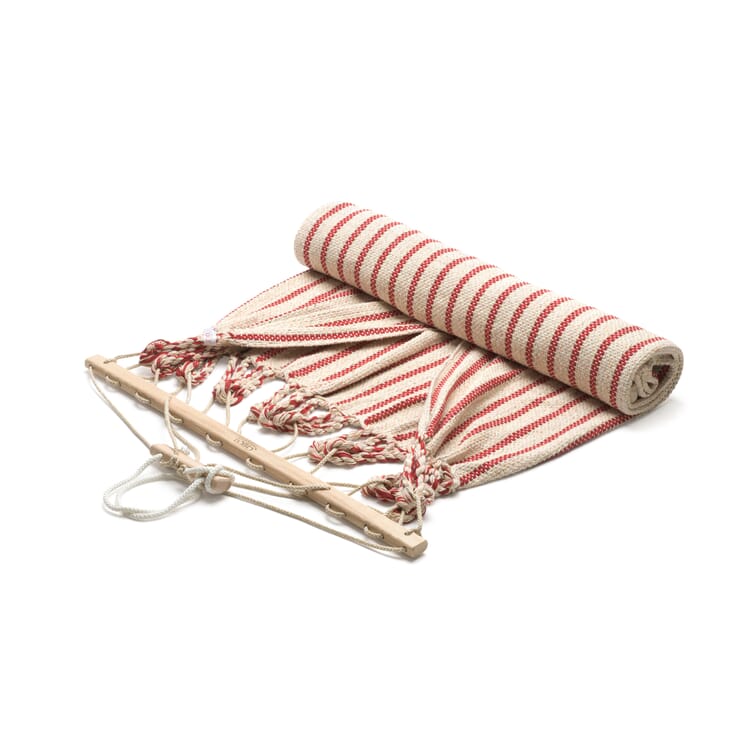 Dobbelt hængekøje i bomuld, Beige/rød