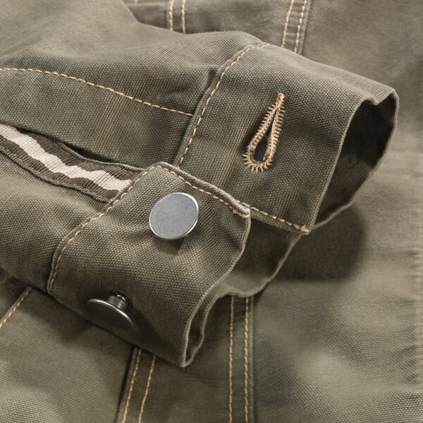 Ladies work jacket cotton canvas Olive, close-up
