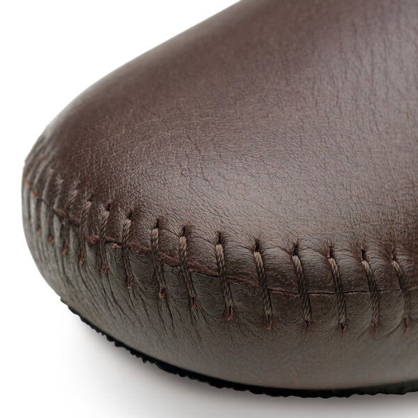 Unisex-Hausschuh Rindleder Braun, Detailsicht