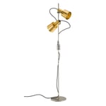 Floor Lamp Monopod with Two Lampshades Brass