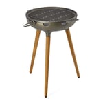 Three-Legged Grill Made of Cast Iron and Oak