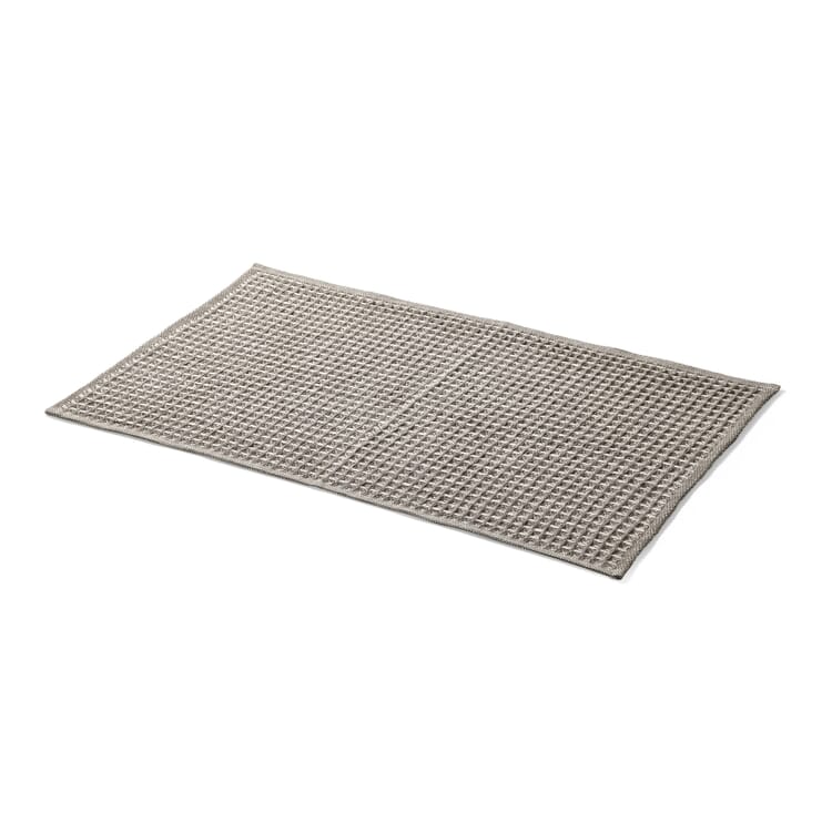 Tapis de bain piqué gaufré demi-lin, Gris