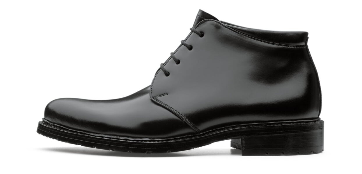 Hoher Schnürschuh Pferdeleder Schwarz