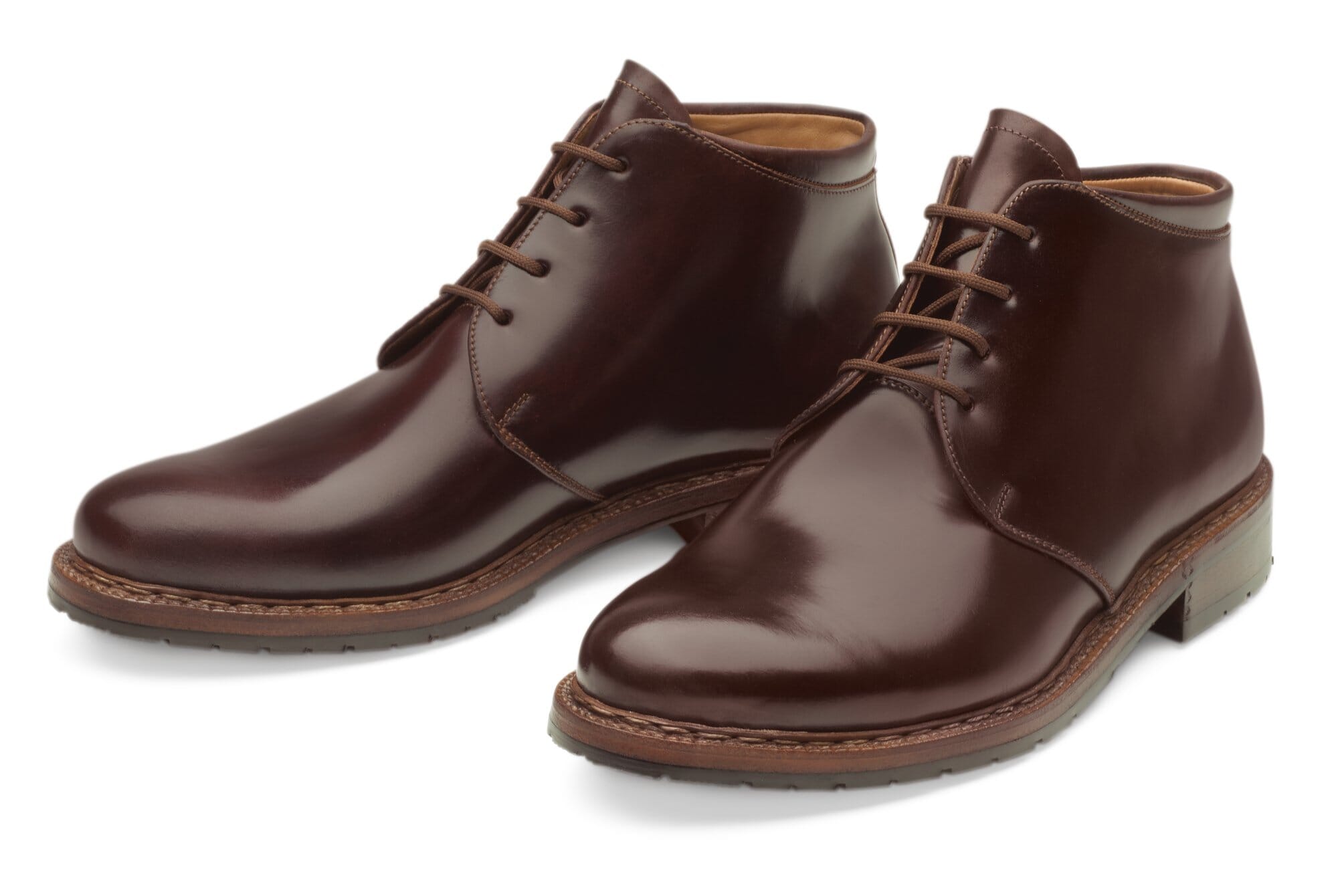 Chaussure haute a lacets en cuir de cheval Oxblood Manufactum