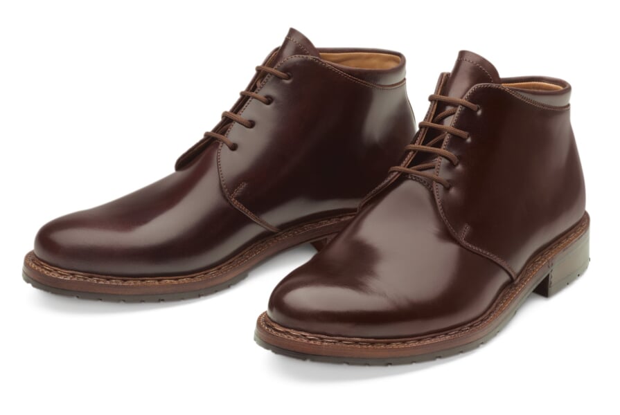 Hoge veterschoen paardenleer Oxblood