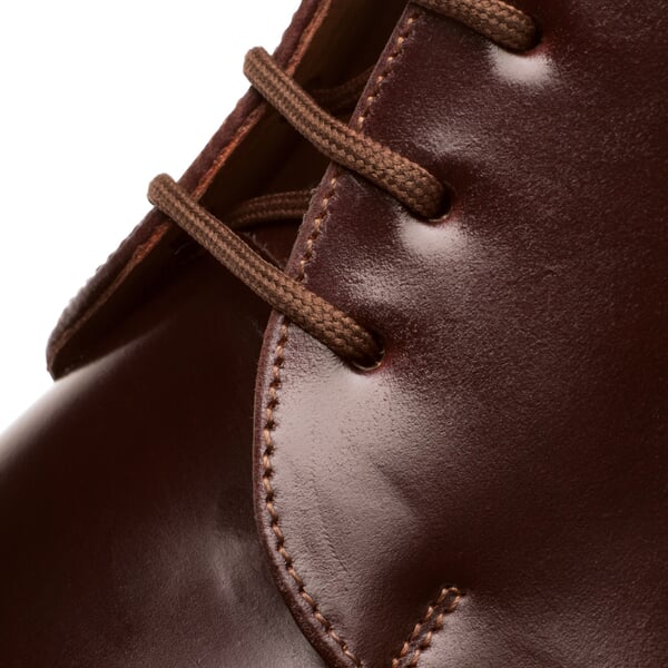 High lace up shoe horse leather Oxblood, close-up