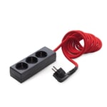Multiple Socket Outlet with Textile Cable Red and Red