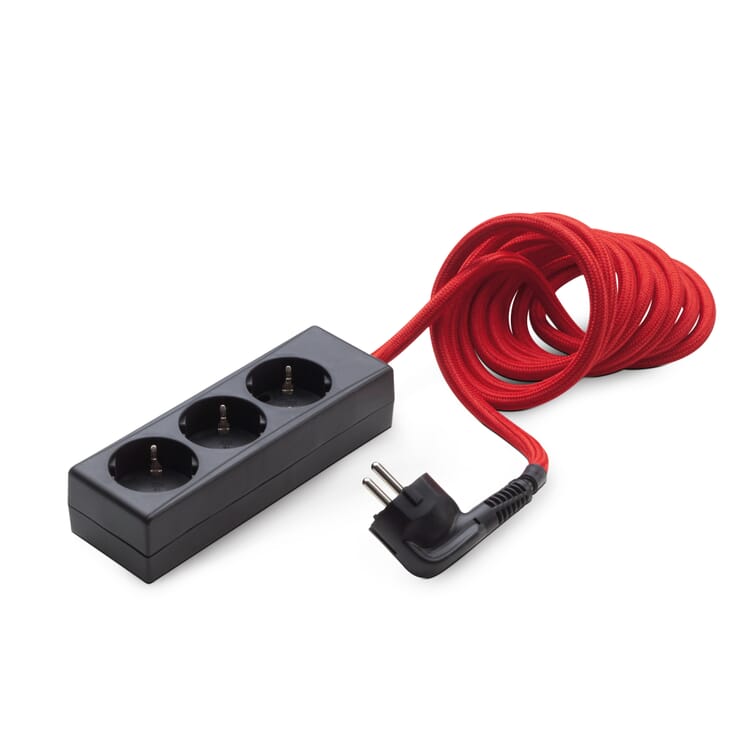 Socket with textile cable, Red / Red