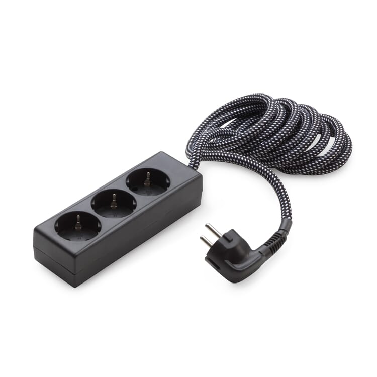 Socket with textile cable, Black / White