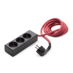 Multiple Socket Outlet with Textile Cable Red and White