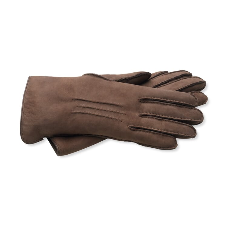 Ladies glove curley lambskin, Dark brown
