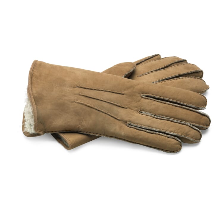 Men glove curley lambskin, Natural