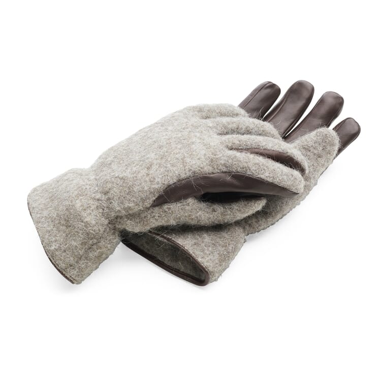 Men’s Glove Made of Loden and Lamb’s Leather, Grey-Brown