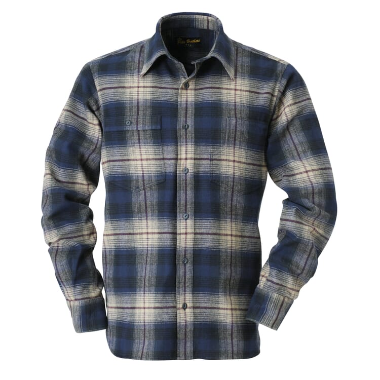 Men’s Flannel Shirt by Pike Brothers, Blue-Chequered