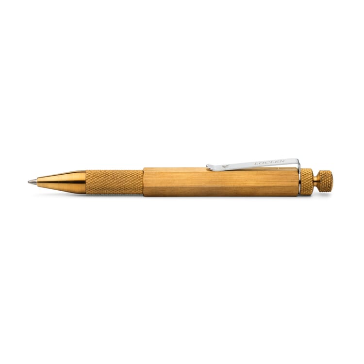 Retractable Ballpoint Pen with Hexagonal Barrel by Loclen, Untreated Brass