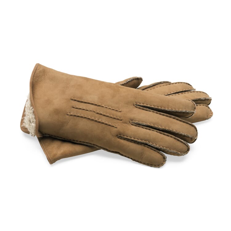 Gants femme en fourrure d'agneau curleyl, Naturel