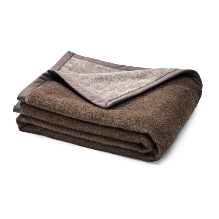 Manta doble cara alpaca, Gris-marrón