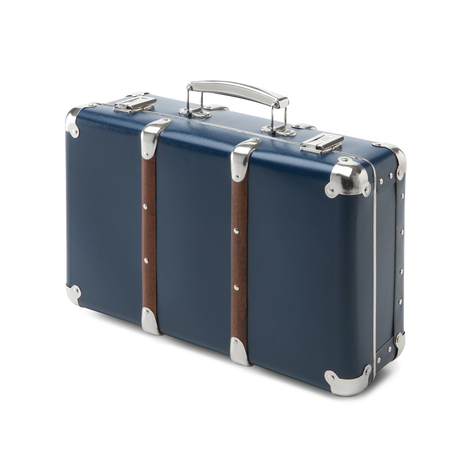 Cardboard Suitcases with Wooden Slats, Blue Manufactum