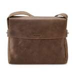 Leren tas Messenger Landschap formaat Natuurbraun