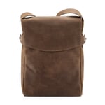 Bolso mensajero de piel Formato vertical Marrón natural