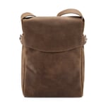 Leather Messenger Bag Portrait Format Suede in Brown