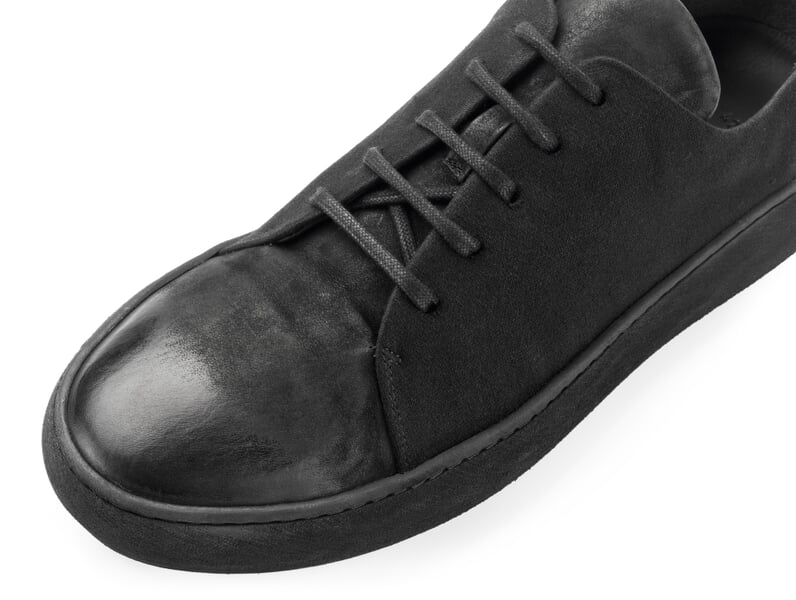 Herrenschuh Zwirn-Doppel-Pilot Schwarz, Detailsicht