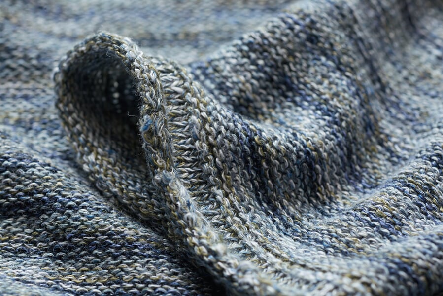 Heren Trui Linnen Groen-blauw, close-up
