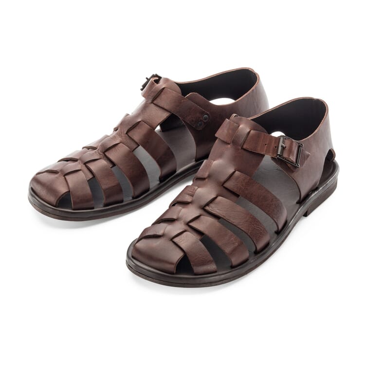 Sandal til mænd i læder, Dark brown