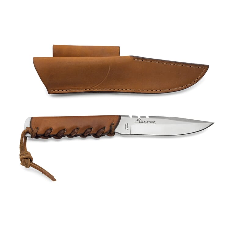 Belt knife with leather handle