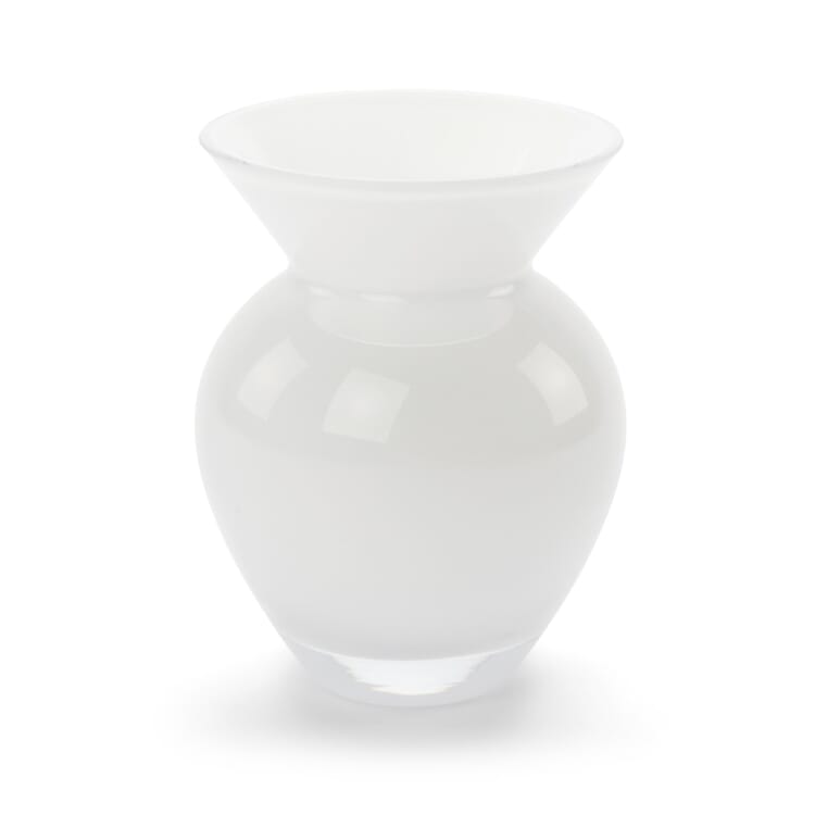 Vase Harzkristall bauchig klein opalweiß