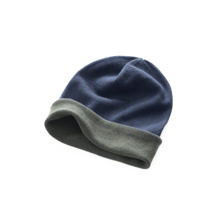 Knitted Cap, Navy Blue-Olive