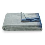 Wool Blanket Basket Weave Blue- Grey