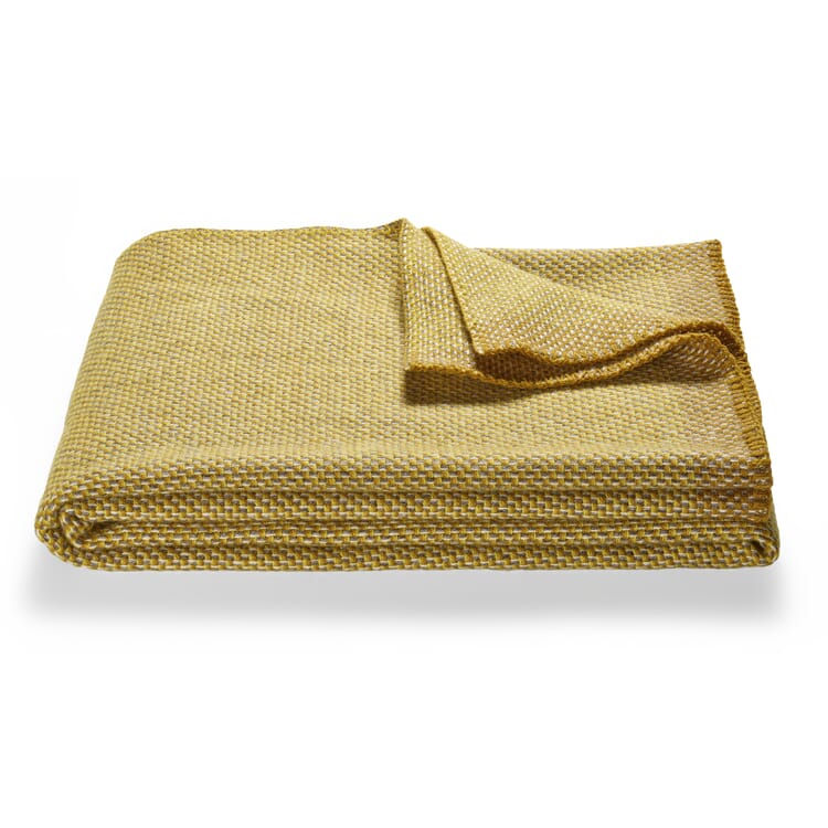 Wool Blanket Basket Weave, Yellow-Grey
